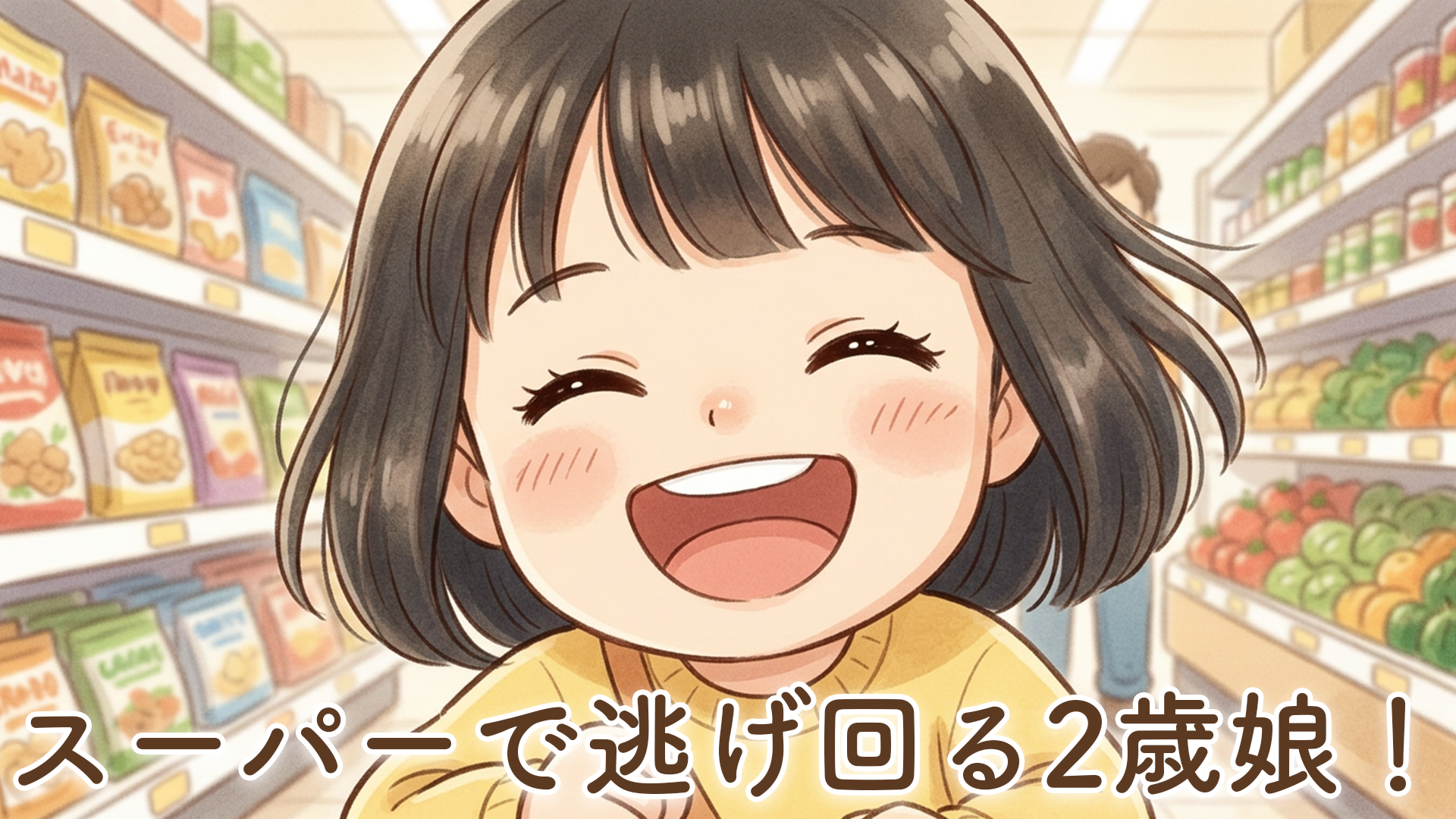 スーパーで走り回る2歳の娘！パパとママとの買い物が大変すぎる【祖母と一緒だとちゃんと歩ける不思議】