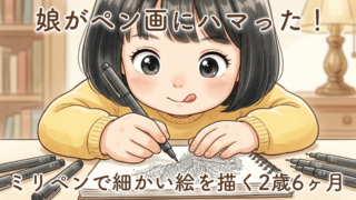 ペン画にハマる娘｜ミリペンで細かい絵を描く姿に成長を感じました